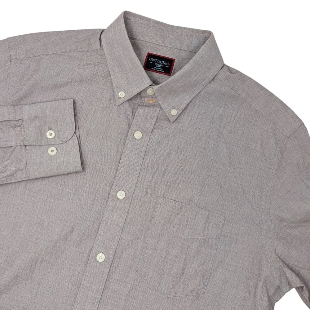UNTUCKit Alvaro Mens Slim Fit Button Down Shirt Mauve Purple Cotton Medium 41049
